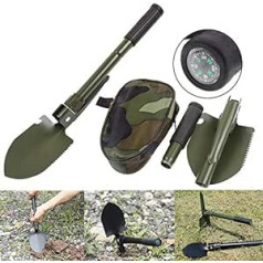 MEETOZ Portable Folding Military Camping Shovel and Pickaxe, Small Compact Pickaxe with Carry Bag, Military Survival Training Multitool for Camping, Backyard, Business