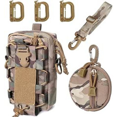 MUCHER Molle Bag Tactical Shoulder Bag Molle Bottle Holder Durable Multifunctional Belt Bags with Shoulder Strap and 3 Hooks for Outdoor Hiking Hunting Camping Training, Camouflage, School bag set