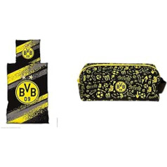 Borussia Dortmund BVB gultas veļas grafiti svītras viena izmēra un BVB unisex jauniešu BVB slinkais penālis liels penālis, melns dzeltens viena izmēra