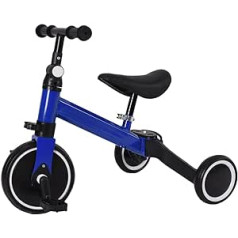 2-in-1 Children's Tricycle & Balance Bike with Adjustable Seat and Handlebar, Children's Tricycle with Removable Pedals, for Children from 1-3 Years Old-2 in 1 (Blue)