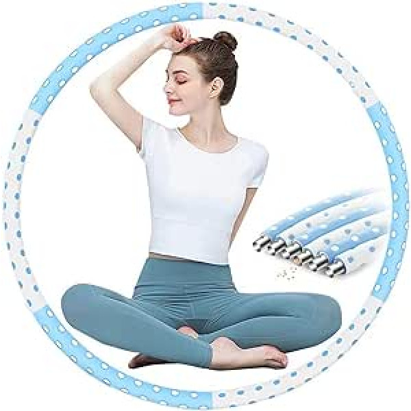 Azanaz Adult Hula Hoop, 1-5 kg, svērta hula stīpa, nerūsējošais tērauds, Fitness Hula stīpa ar 6 noņemamiem segmentiem, piemērots fitnesam / svara zaudēšanai / vēdera veidošanai, zils