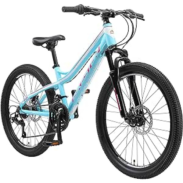 Bikestar alumīnija kalnu velosipēds bērniem no 9 līdz 14 gadu vecumam | 24 collu riepas, 21 ātruma Shimano pārnesumi, V veida bremzes, piekares dakša | Bērnu velosipēds