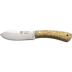 Joker Nessmuk CL136 Hunting Knife, Birch Handle, 11 cm Sandvik 14C28N Flat Edge Blade, Brown Leather Sheath, Fishing, Hunting, Camping and Hiking Tool