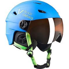 Black Crevice St. Anton 2 Slēpošanas ķivere ar Pilot Style Visor I Slēpošanas ķivere vīriešiem un sievietēm I Unisex Snovborda ķivere I Elpojoša slēpošanas ķivere I regulējams izmērs