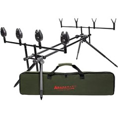 ARAPAIMA FISHING EQUIPMENT Rod Pod Set Riverbank Fishing Rod Holder Aluminium Rod Rest for 4 Fishing Rods Carry Bag V Rests Bite Alarm