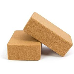 2 x Cork Yoga Blocks High Density Solid Natural Cork Yoga Bricks Improve Balance, Strength and Flexibility for Fitness Exercises, Pilates and Meditation