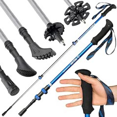 ATTRAC Trekking Poles Trilock Telescopic Adjustable 65-137 cm I Hiking Poles Aluminium Super Light Includes Workout and Sports App