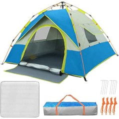 Camping Tent Automatic Dome Tent 3-4 Person Pop Up Beach Tent Waterproof Windproof & UV Protection for Trekking, Hiking, Family Reunions, Backpacking, Festival, Outdoor