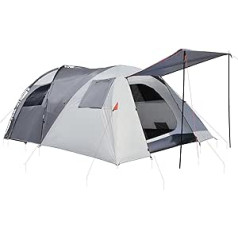 Outsunny Camping Tent for 5 People, Tunnel Tent with Bedroom, Group Tent with Carry Bag, Groundsheet, 2000 mm Hydrostatic Head, Family Tent with Mesh Window, Two Interiors, Grey