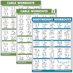 Cable Machine Workout Poster Volume 1 & Band 2 + Exercise Chart (Laminated, 18
