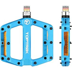 toptrek velosipēdu pedāļi, neilona MTB pedāļi ar StVZO apstiprinātiem atstarotājiem, neslīdoši velosipēdu pedāļi, viegls un platums, 9/16 collu 3 noslēgti gultņu pedāļi kalnu velosipēdam, e-velosipēdam, šosejas velosipēdam