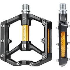 ROADNADO pedāļi velosipēds ar atstarotājiem MTB pedāļi CNC alumīnija sakausējuma velosipēdu pedāļi neslīdoši īpaši vieglie pedāļi kalnu velosipēdam MTB BMX šosejas velosipēdu pedāļi 9/16 collas ar 3 noslēgtiem gultņiem