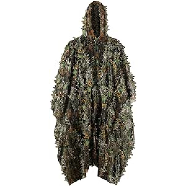 PELLOR 3D lapas Ghillie uzvalks maskēšanās tērps Ghillie apmetnis Ātri žūstošs maskēšanās apģērbs medībām kempings āra militārās medības slēptā CS dzīvnieku fotografēšana ballīšu dekorēšana