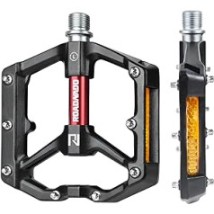 ROADNADO pedāļi velosipēds ar atstarotājiem MTB pedāļi CNC alumīnija sakausējuma velosipēdu pedāļi neslīdoši īpaši vieglie pedāļi kalnu velosipēdam MTB BMX šosejas velosipēdu pedāļi 9/16 collas ar 3 noslēgtiem gultņiem