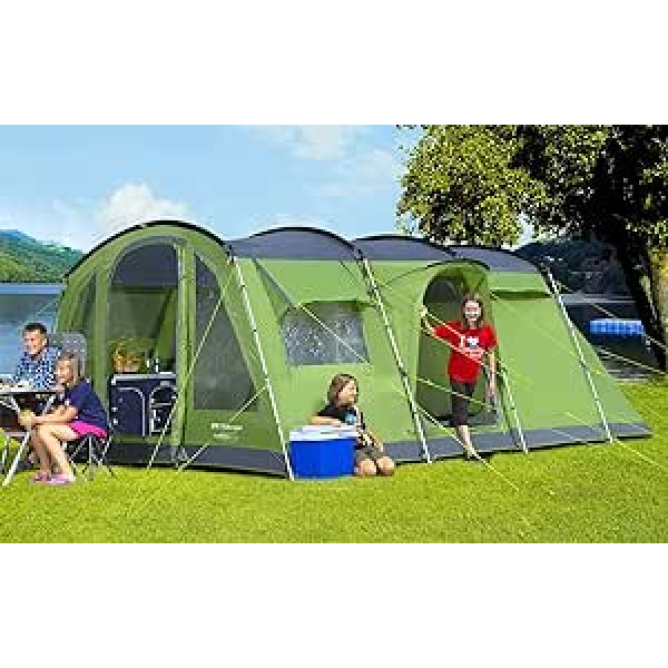 BERGER Asmera Family Tent 6 │ 6 Person Tent Tunnel Tent for Festival Camping Garden Tents Separate Sleeping Cabins │ WS5000 mm Waterproof Tent 6 Person Tent 6 People Waterproof