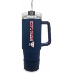 Campus Colors College & University Travel Mug with Handle, Lid with Straw, Vacuum Insulated Stainless Steel, 1.2 Litre (Arizona Wildcats, Blue)