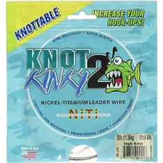 Aquateko niķeļa-titāna eņģeļa vads KNOT2KINKY 15 pēdas/4,6 m (5,44 kg-29,55 kg/12 mārciņas — 65 mārciņas) — elastīgs titāna vads, ražots ASV, 15 pēdas/4,6 m