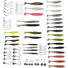 SANDAFISHING Gumijas ēsma Zander Box - ShadXperts Gumijas zivs Cheburashka Rig Drop Shot Shad Angel No Action Zandarts Offset Hook Jig Head Predator Set Shads 8 cm 9 cm 10 cm 11 cm 13 cm