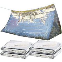 Semptec Urban Survival Technology Universal Tent: Set of 4 Emergency Tents for 2 People, Heat-Resistant, Cold Insulating (Ultralight Tent, Emergency Tent Blankets, Heat Resistant)