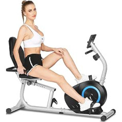 ANCHEER Reclining Ergometer, Exercise Bike, Bicycle, Seated Ergometer for Seniors with Backrest, 8 Resistance Levels, Hand Pulse Sensors, Magnetic Brake, English language not guaranteed