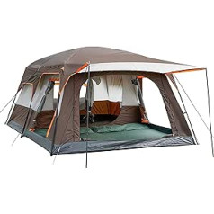 KTT Extra Large Tent 10-12 Person (B) Family Cabin Tent 2 Room Straight Wall 3 Doors and 3 Windows with Mesh Waterproof Double Layer Large Tent for Outdoor Picnic Camping