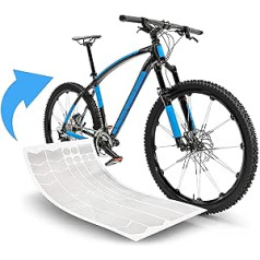 Blackshell® velosipēda aizsargplēve – spēcīga rāmja aizsardzība, piemēram, trekinga velosipēdam, MTB, šosejas velosipēdam vai e-velosipēdam, 24 gabali caurspīdīgā, 3D oglejā un kā 3M krāsas aizsargplēve