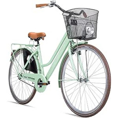 Bergsteiger Amsterdam 26-Inch/28-Inch Women's Bicycle, from 150 cm, Basket, Bicycle Light, City Bike with Back Pedal Brake, Dutch-Style Bicycle in a Retro Design