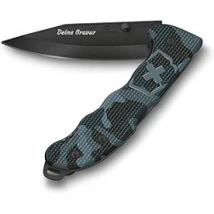 Victorinox Evoke BSH Alox Pocket Knife with Engraving on the Blade Handle I Gift for Men Women I Birthday I Swiss Army Knife Personalised with 4 Functions (Navy Camouflage)