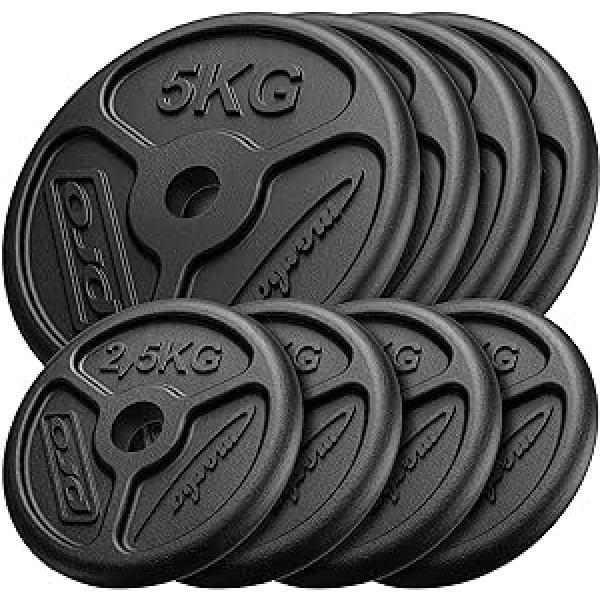 Marbo Sport Olympia čuguna svara plākšņu komplekts, atsvari ar diametru 30/31 mm urbumu, komplekts 30 kg/50 kg/60 kg, no kuriem izvēlēties, Ražots ES