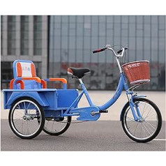 Tricycles Adult Bicycle 20 collu pieaugušo trīsritenis ar trīs riteņiem, ērts trīsriteņu kreisera velosipēds ar nolokāmu pasažiera sēdekli iepirkšanās braucienu pārvadāšanai, viegli uzstādāms