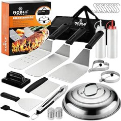 N NOBLE FAMILY 26-teiliges Grillwerkzeug-Set – professionelles Grillzubehör-Set für Outdoor-Camping & Teppanyaki-Grillen, flache Oberseite – ein ausgezeichnetes Grillzubehör-Set mit flacher Oberseite