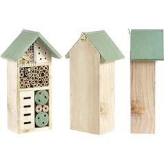 HTUK Insektenhaus aus Holz, Naturholz, Insektenschutz, Viešbutis, Unterschlupf, Garten, Nistkasten, 26 cm, Wildinsekten, Bienenhaus, Hotel für Bienen, Schmetterlinge, Insekten im Garten