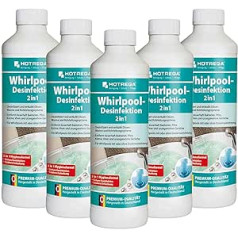 HOTREGA Whirlpool dezinfekcijas līdzeklis 2-in-1 500 ml - dezinficējiet un atkaļķojiet, karstās vannas dezinfekcijas līdzeklis, daudzumi: 5