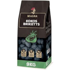 Magna Premium kokosų briketai – 9 kg – Grilio briketai, Grilio grandinės, kokoso anglis, anglis, briketai – anglių griliui, rūkyklai, olandiškajai orkaitei