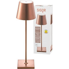 SIGOR Nuindie aptumšojama LED akumulatora galda lampa iekštelpām un āra IP54, šļakatām necaurlaidīga Augstums 38 cm Uzlādējama ar Easy Connect 12 stundas apgaismojuma laiks bronzas