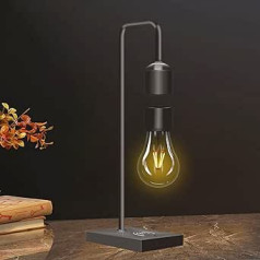 Floatidea magnētiskā peldošā spuldze ar luksusa bezvadu uzlādes staciju (Apple/Android) Levitation Black Lamp Peldošā galda lampa Dzeltena LED nakts gaisma guļamistabas biroja dāvanām