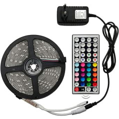 LED sloksne RGB 5050 SMD elastīga sloksne LED sloksne RGB 5M 10M 15M diode DC 12V + tālvadības pults + adapteris (ūdensizturīgs, 15M pilns komplekts)