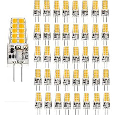 AEPOYU G4 LED spuldzes, 4 W LED spuldzes Aizstāj 40 W halogēnās spuldzes, G4 LED spuldzes, auksti baltas, 6000 K, 400 lm, 12 V AC/DC nav aptumšojamas, G4 LED spuldzes tapas pamatnes spuldzes, 100 iepakojumā