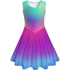 IDGREATIM Dress for Girls Children Sleeveless Summer Dress A-line Colourful Dress 4-15 Years