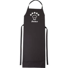 Extra Long Black Apron with Name + Deluxe Cooking Apron, black