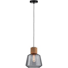 Paulmann 79739 Neordic Elia piekaramā gaisma Max. 1 x 20 W piekarināma lampa E27 lampām, kūpināts stikls/korķis/melna 230 V spuldze nav iekļauta