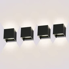 ledmo 4 LED sienas lampu komplekts iekštelpām/āram 12 W sienas lampa iekštelpu uz augšu un uz leju regulējams gaismas stars 4000 K LED āra sienas lampa IP65 ūdensizturīgs