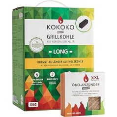 Set of 8 kg Coconut Long Organic Coconut Grill Briquettes in Bar Shape and Eco Lighter Cubes