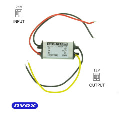 Voltage reducer converter from 24V to 12V with a power of 60W... (NVOX MANOSTAT 5A)