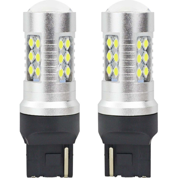 LED spuldzes canbus 3030 24smd t20 7440 w21w balta 12v 24v amio-01173