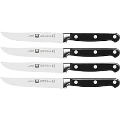 ZWILLING Professional S steiku nažu komplekts, 4 gabali, asmens garums 12 cm, nerūsējošā tērauda/plastmasas rokturis ar kniedēm, melns [Ražots Vācijā]