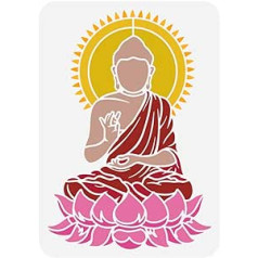 FINGERINSPIRE Buddha Painting Stencil 21 x 29.7 cm Reusable Mandala Buddha Pattern Drawing Template DIY Lotus Buddha Statue Decor Stencil for Painting on Wood Wall Fabric Furniture