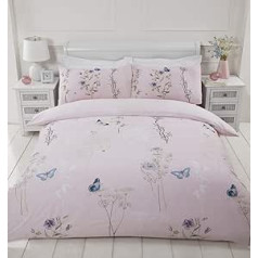 Rapport Laura Floral Butterfly Reversable Segas Pārvalka Komplekts Rozā Double King