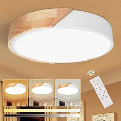 Koka LED griestu lampa, moderns griestu apgaismojums, regulējams ar tālvadības pults taimeri, 24 W balts griestu apgaismojums viesistabai, guļamistabai, gaitenī, birojam, bērnu istabai, īpaši plāns diametrs 30 x 4