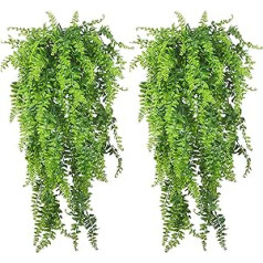 Winlauyet Artificial Hanging Plants Fern Vine Artificial Green Fern Persian Green Plants Decoration for Bedroom Office Party Garden Wall Room Decor Farmhouse 2 Pack